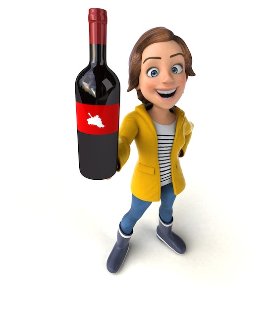 Funny 3D illustration of a cartoon teenage girl