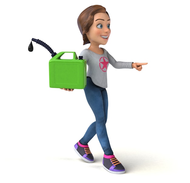 Funny 3D illustration of a cartoon teenage girl