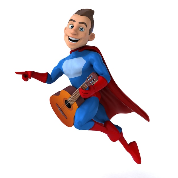 Funny 3D illustration of a Funny superhero