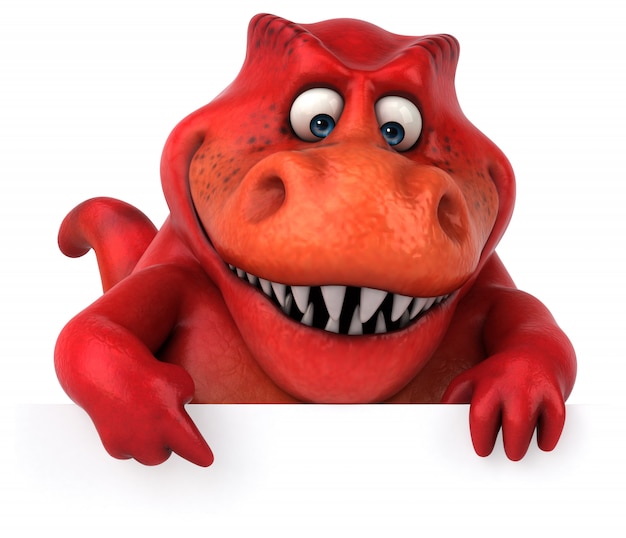 Funny 3d red dinosaur character