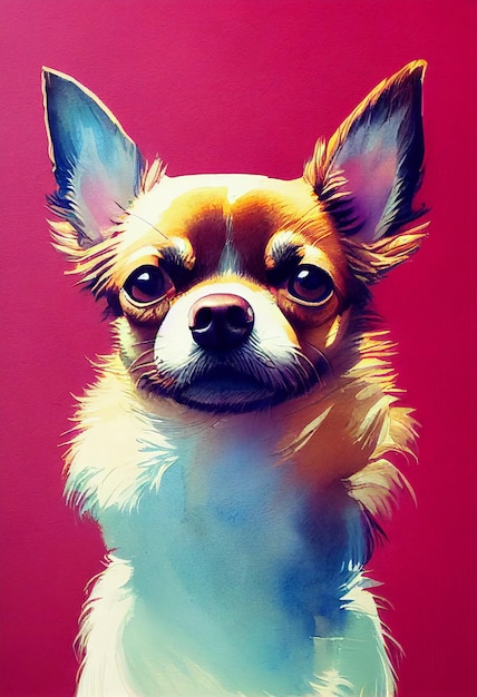 Funny adorable portrait headshot of cute doggy chihuahua dog breed puppy standing facing front looki