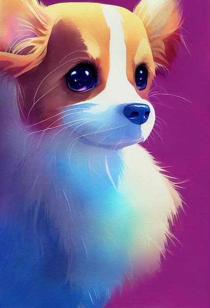 Funny adorable portrait headshot of cute doggy papillon dog breed puppy standing facing front lookin