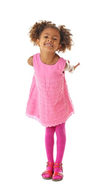 Funny African American girl isolated on white