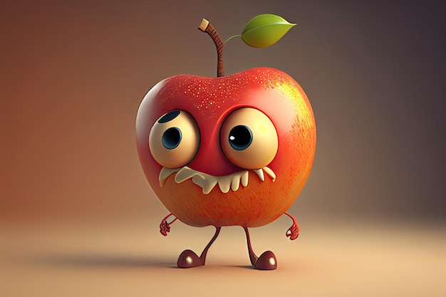 Funny Apple Character Design Generative AI