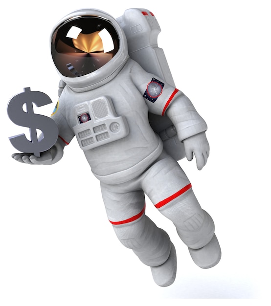 Funny astronaut 3D Illustration