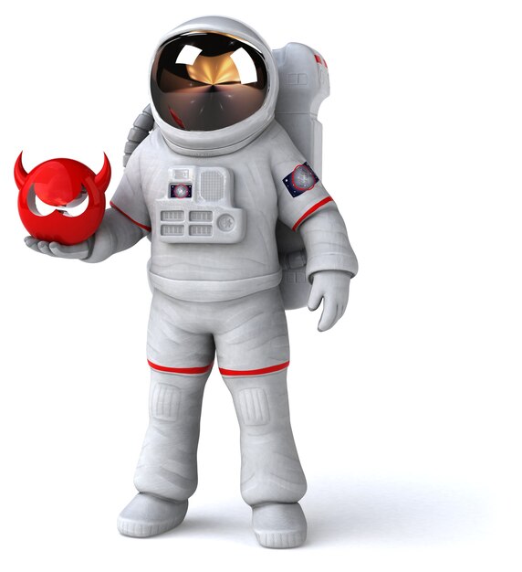 Funny astronaut 3D Illustration