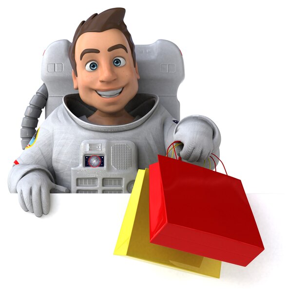面白い宇宙飛行士の3Dイラスト