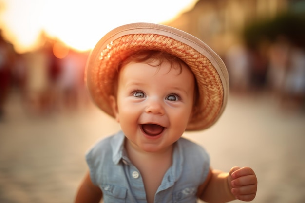 Funny baby boy on summer vacation