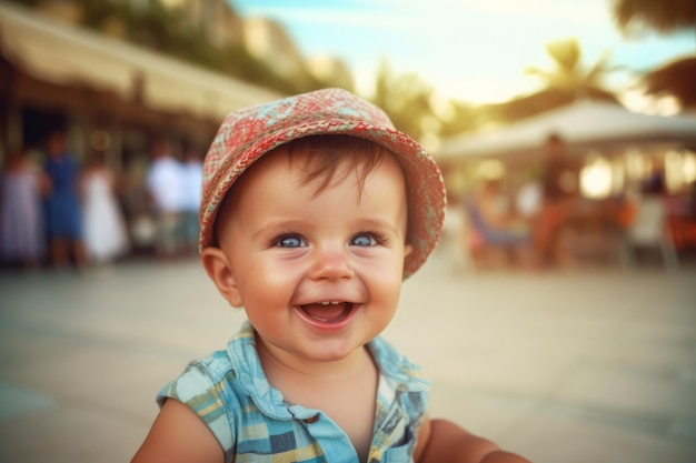 Funny baby boy on summer vacation