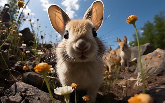 Забавная селфи-фотография маленького кролика крупным планом