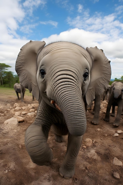 Funny Baby elephant selfie photography close up