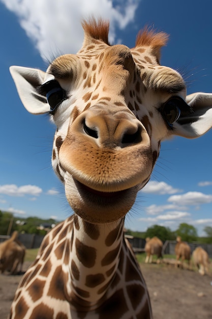 Photo funny baby giraffe selfie photography close up