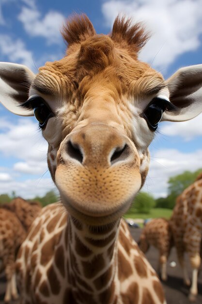 Funny Baby giraffe selfie photography close up