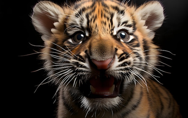 Забавная селфи-фотография тигренка крупным планом
