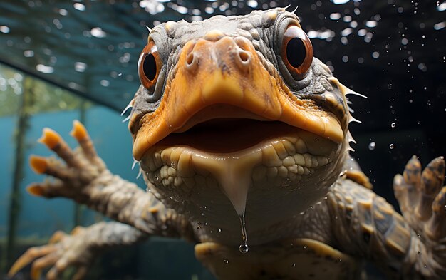 Photo funny baby turtle selfie photography close up