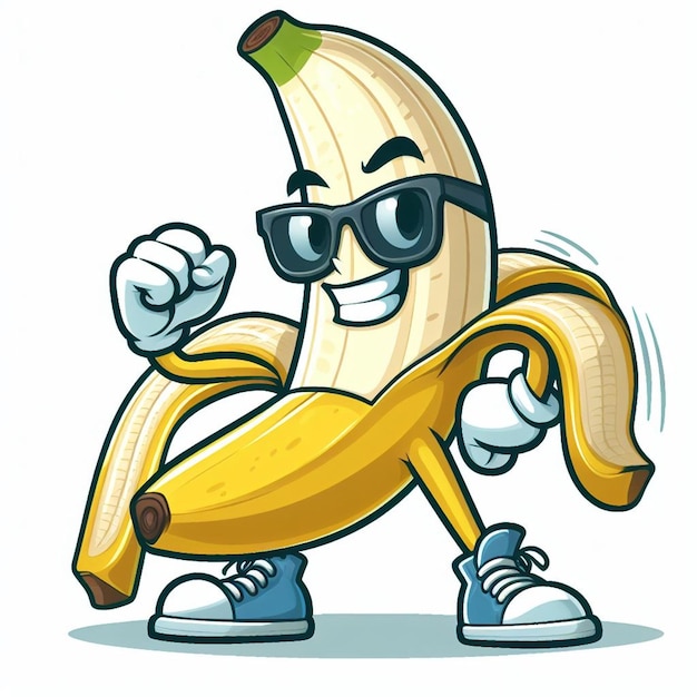 Photo funny banana with sunglasses cartoon vector