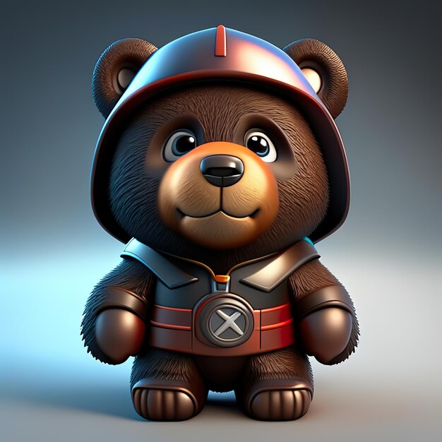 Funny bear character with clothes in 3d Generative AI