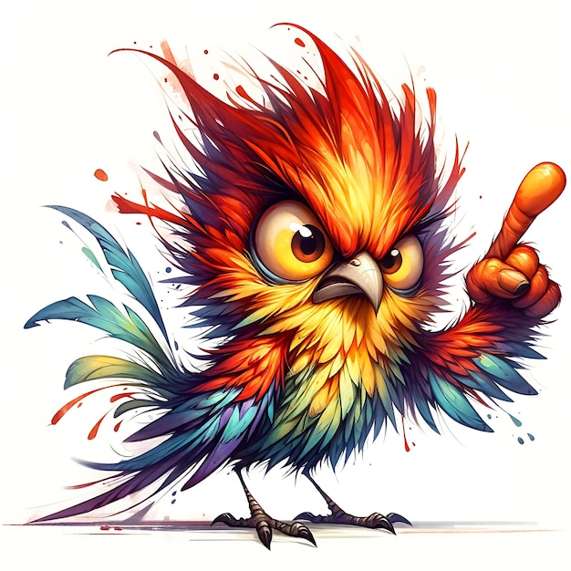 Funny Bird Watercolor Clipart illustration