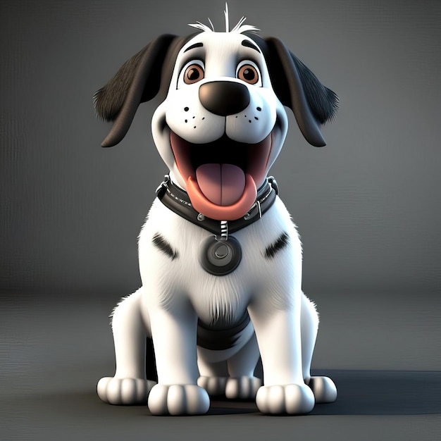 Funny black and white dog
