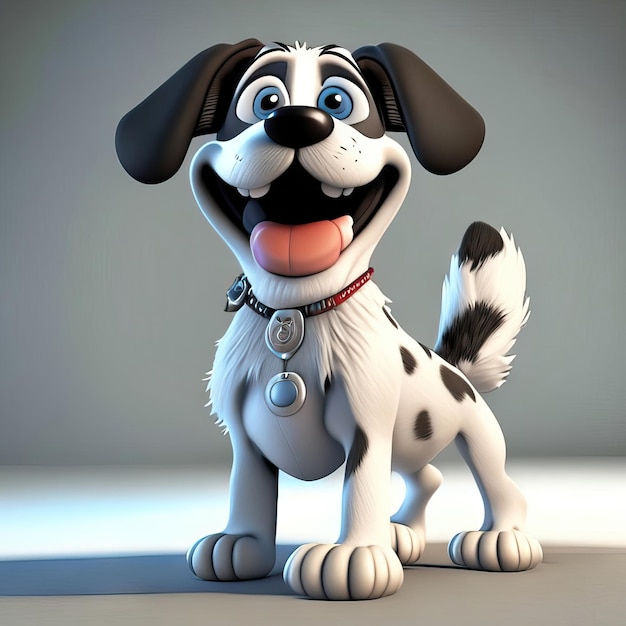 Funny black and white dog