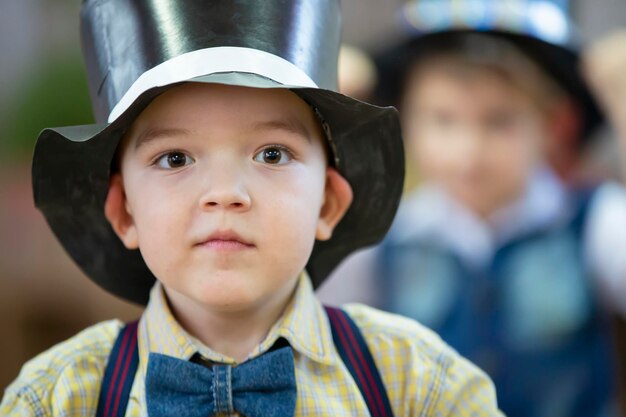 Funny boy in a hat Portrait of a five year old child