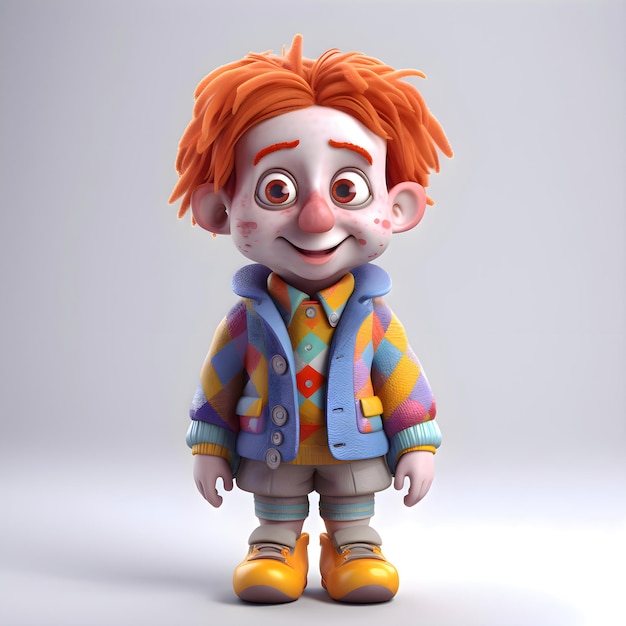 Funny boy with freckles on his face3D illustration