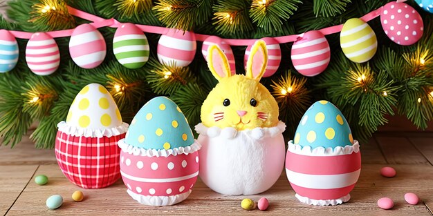 Funny bunny easter eggs Holidays banner