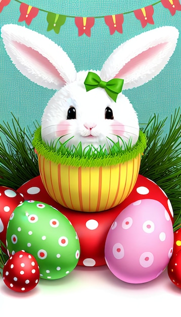 Foto funny coniglietto uova di pasqua bandiera delle vacanze