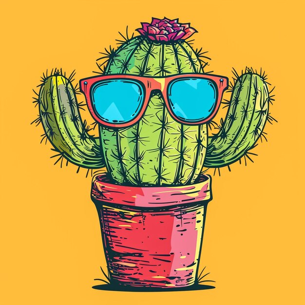 funny cactus vector design illustration