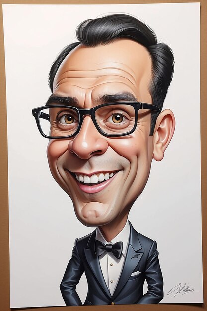 Photo funny caricature on smooth paper