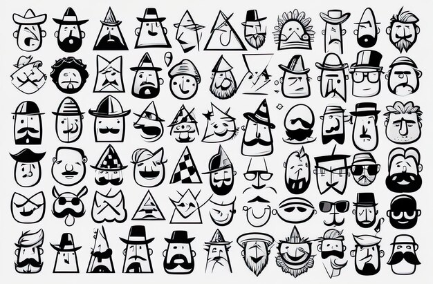 Фото Забавные мультфильмы абстрактные формы милые комические персонажи плакаты аватары логотипы шаблоны набор плоских