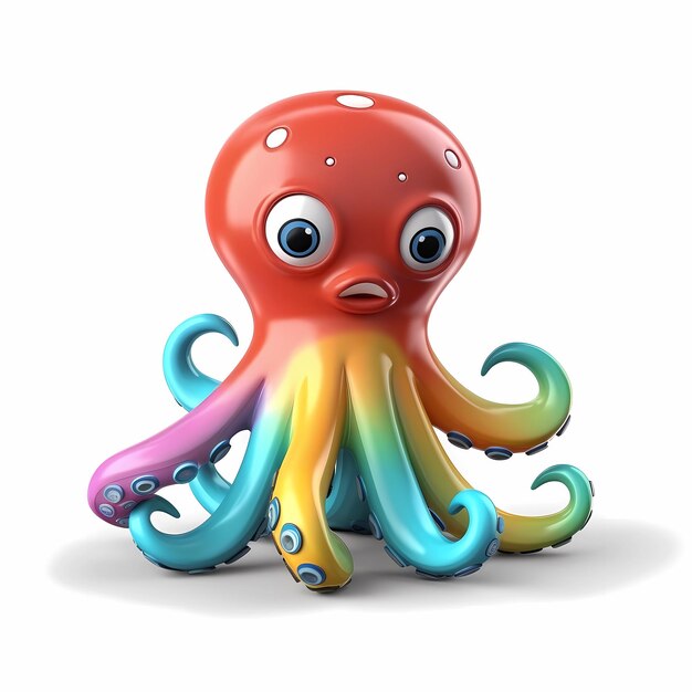 Photo funny cartoon character 3d animals octopus