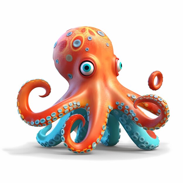 Photo funny cartoon character 3d animals octopus