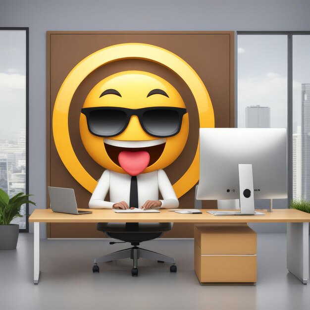 Premium Photo Funny Cartoon Character On Computer Background 3d Premium Photo Funny Cartoon Character On Computer Background 3d