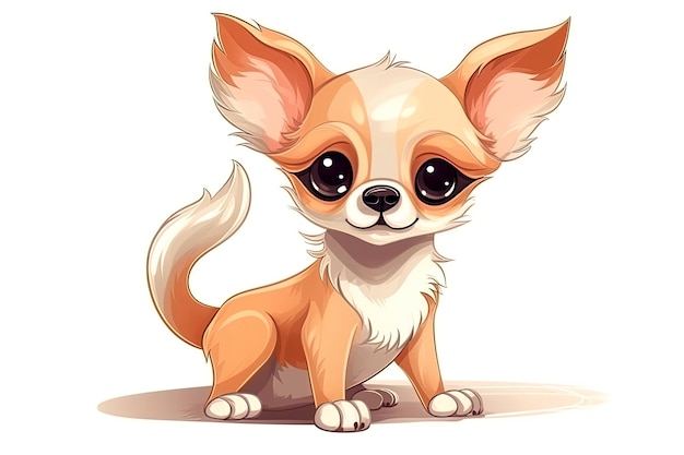 Funny cartoon character cute dog puppy on white isolated background Generative AI illustration