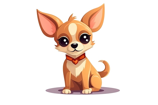 Funny cartoon character cute dog puppy on white isolated background Generative AI illustration