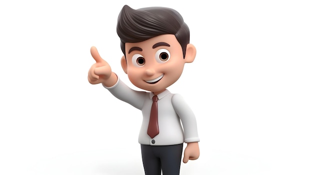 Фото Забавный персонаж мультфильма спираль рука указывает вперед указательный палец показывает направление бизнес