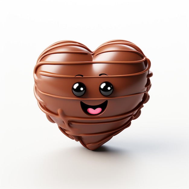 Photo funny cartoon of heartshaped chocolate candy concept of love and passion valentine day ai