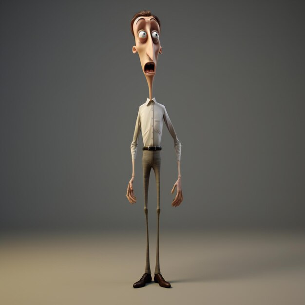 Photo funny cartoon man standing with short torso