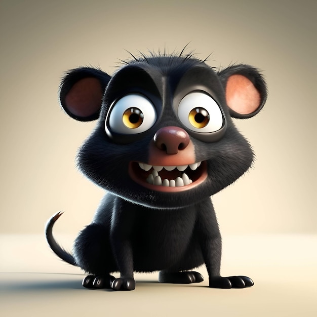 funny cartoon mouse with big eyes and big teeth 3d illustration