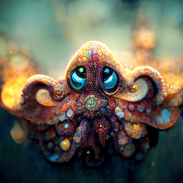 Photo funny cartoon octopus digtal generated illustration