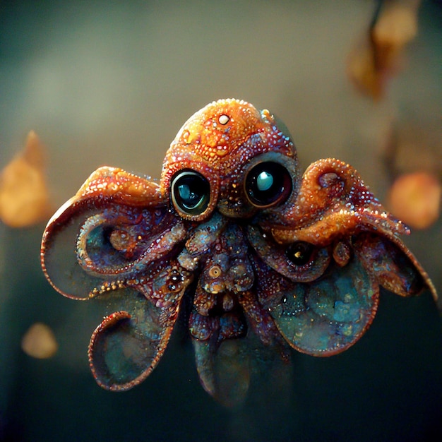 Funny cartoon octopus Digtal generated illustration