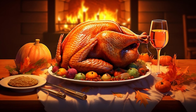 面白い漫画の七面鳥の感謝祭のディナー