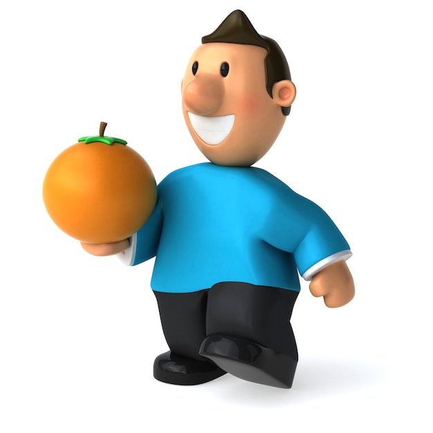 Funny casual dressed man holding food