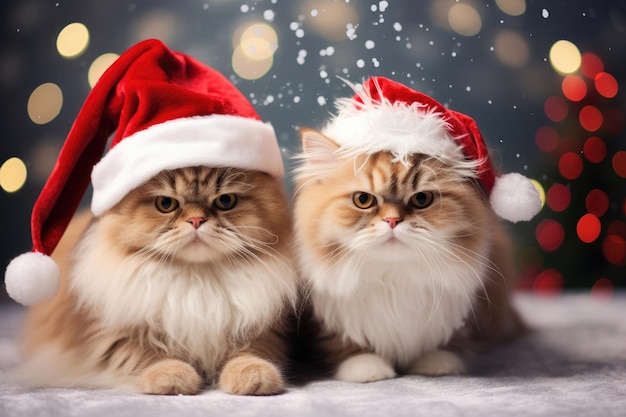 Funny cat on a Christmas background
