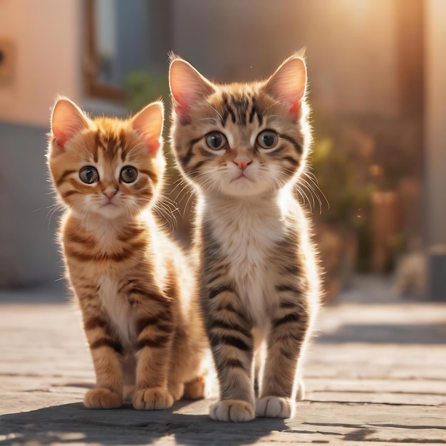 Photo funny cat and kitten