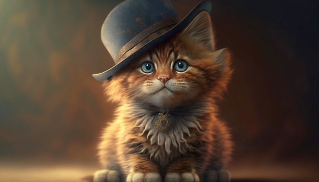 Funny cat wearing hat Generative Ai