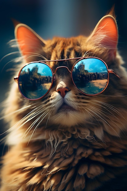 Funny cat wearing sunglasses