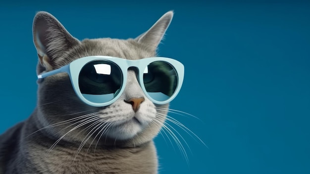 Funny cat with sunglasses isolated Generative ai