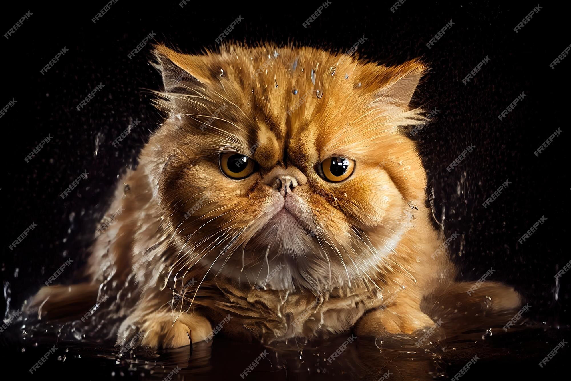 Angry-Face-Cat-Funny-Wet-Image